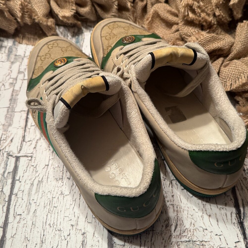 Men's Gucci Sneakers Vintage Style Green Cream Monogram - Picture 5 of 8